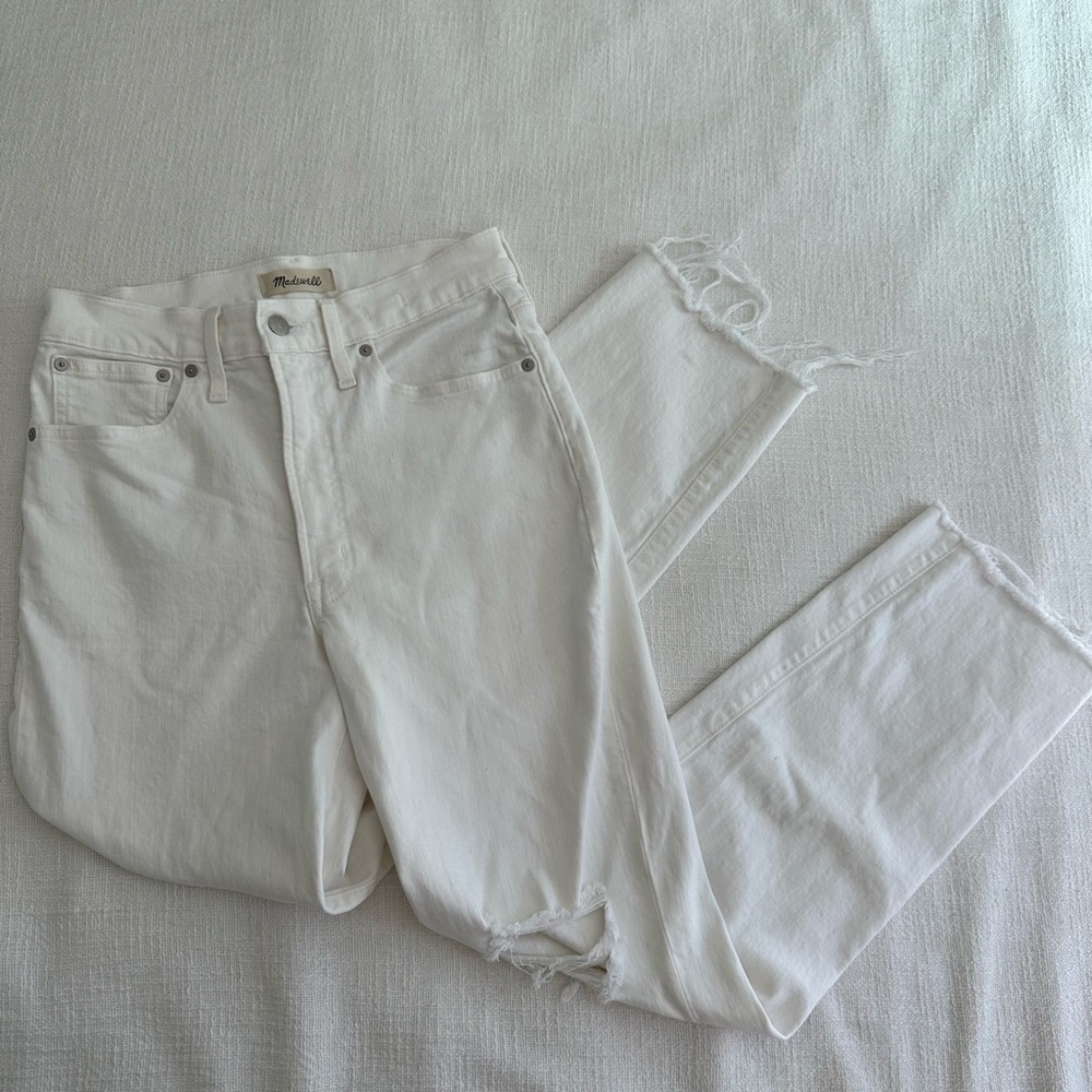 SOLD Madewell Jeans Perfect Vintage Straight White Jean Size 27 Raw Edge